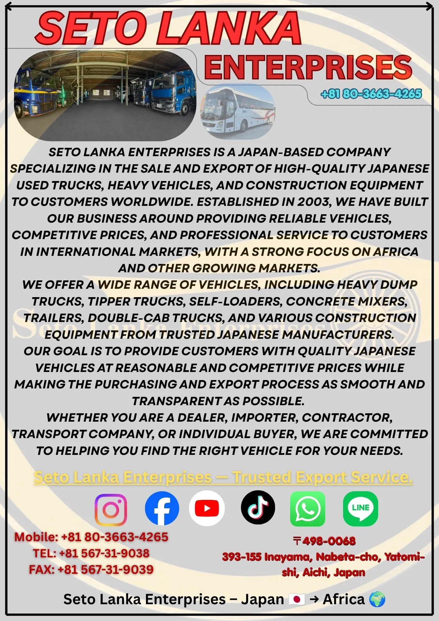 dump trucks and buses